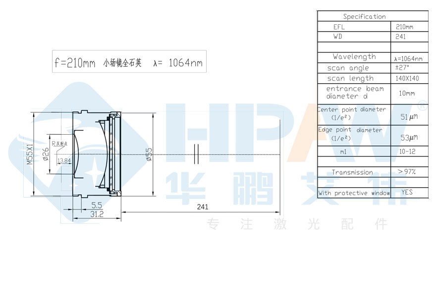 F210小全石英場鏡1064直徑55